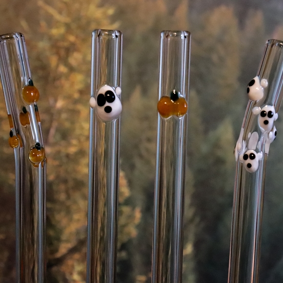 Ghosts & Pumpkins Glass Straw Set - Halloween - Picture 7 of 7